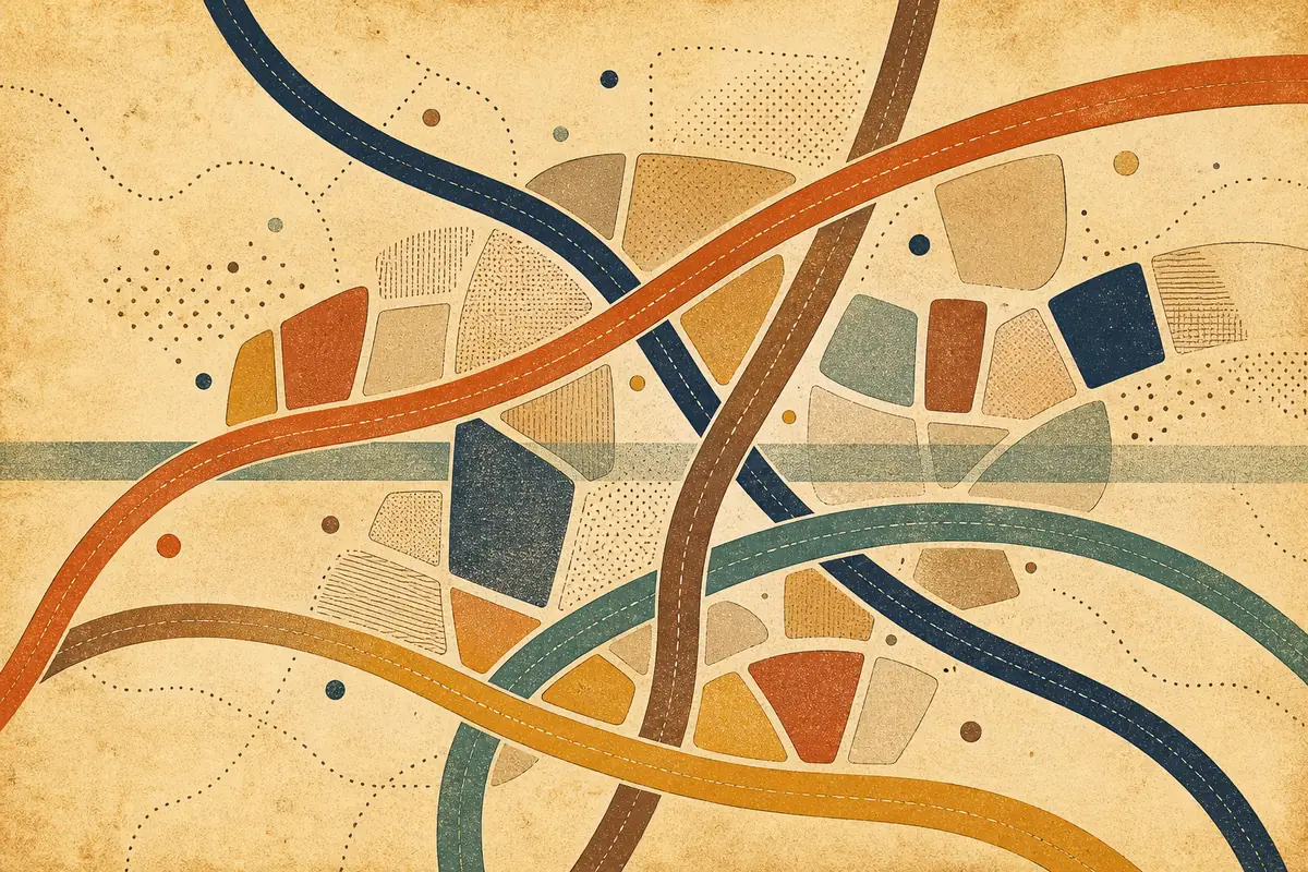 Abstract illustrated map composition for Laindon, United Kingdom