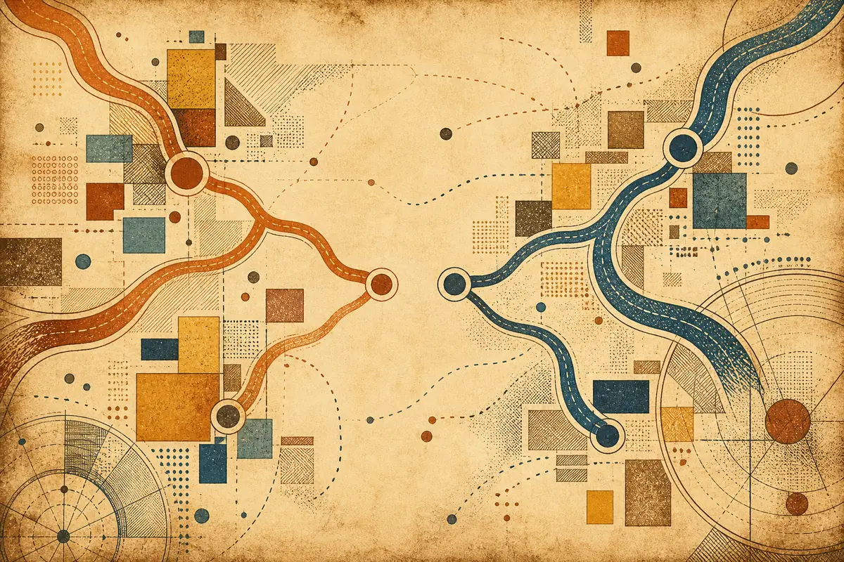 Abstract illustrated map composition for Leigh, United Kingdom