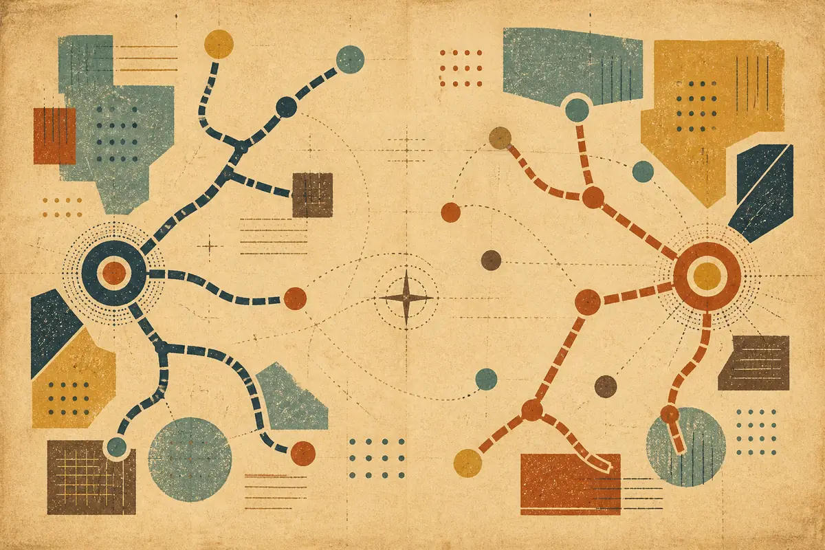 Abstract illustrated map composition for Leighton Buzzard, United Kingdom