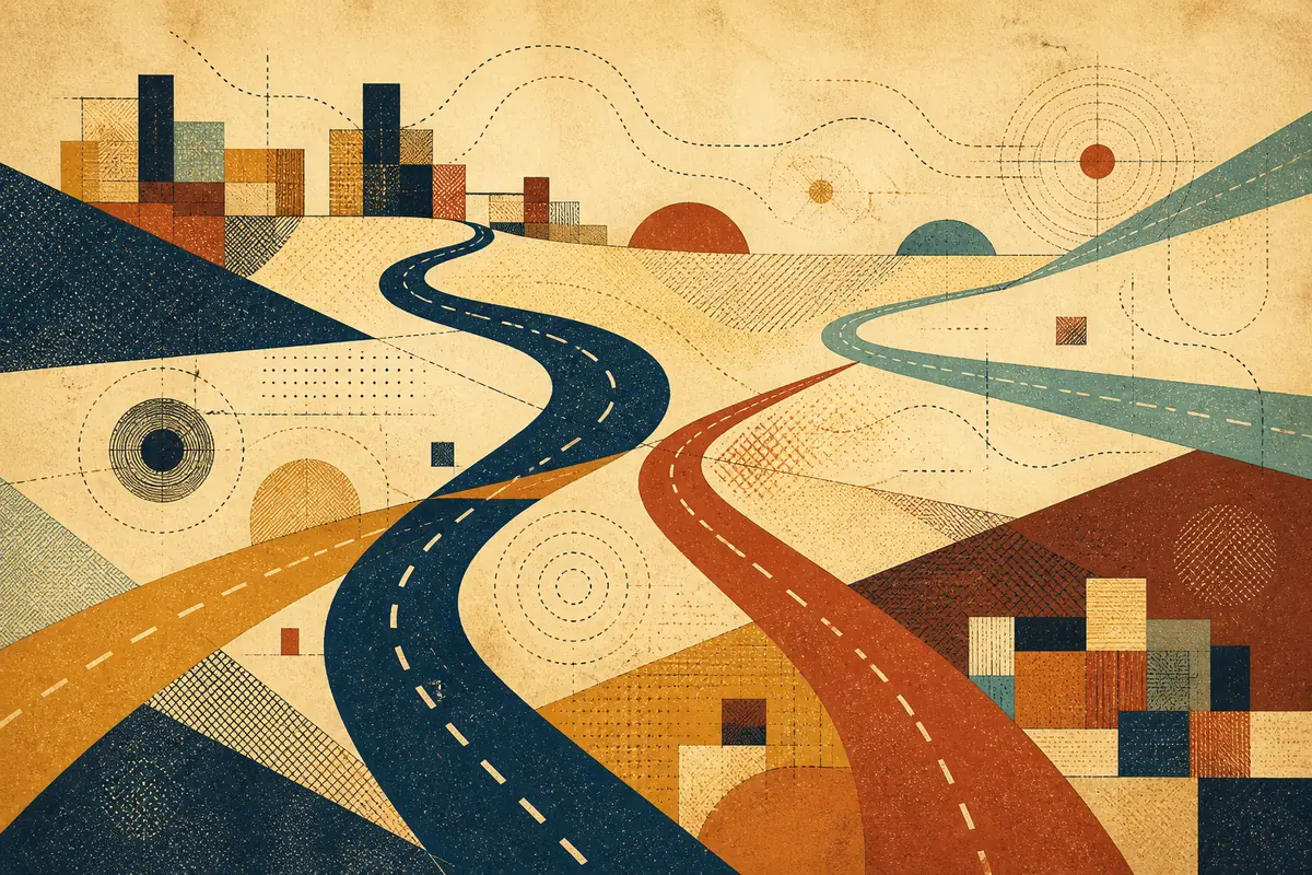 Abstract illustrated map composition for Letchworth, United Kingdom