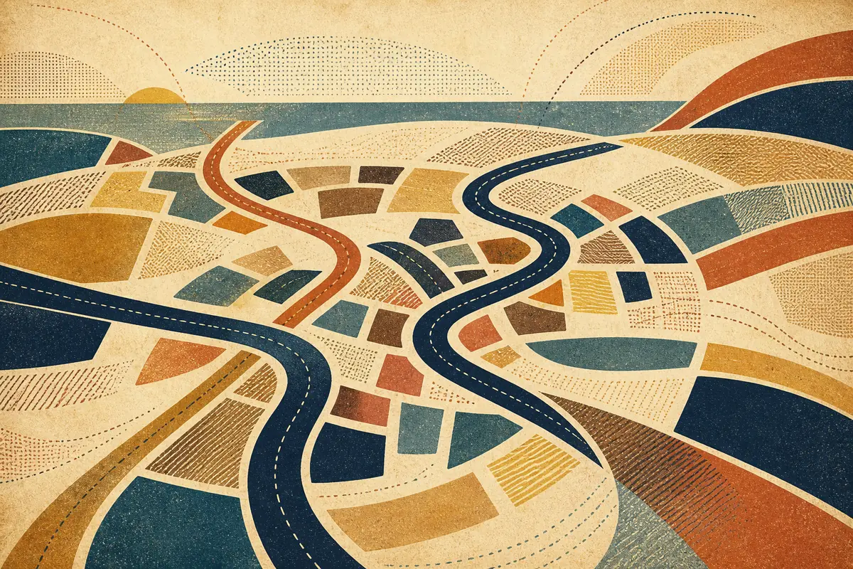 Abstract illustrated map composition for Leyland, United Kingdom