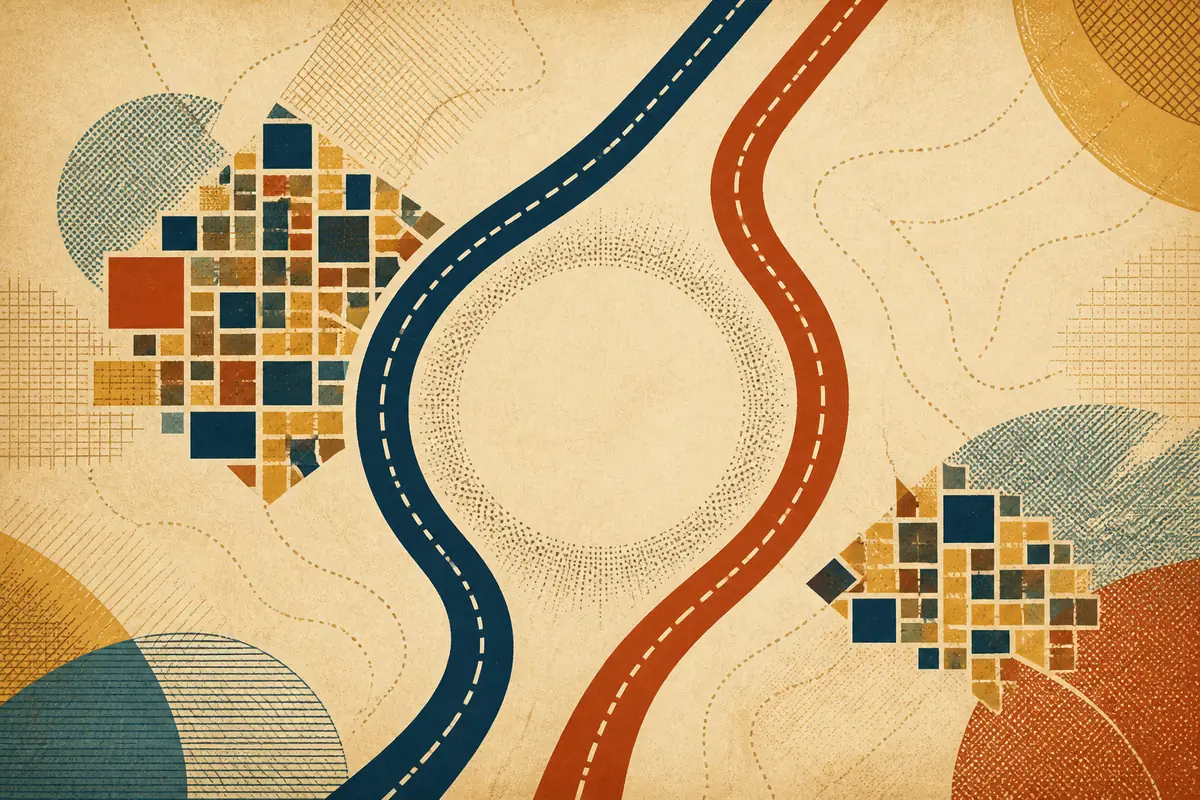 Abstract illustrated map composition for Lichfield, United Kingdom