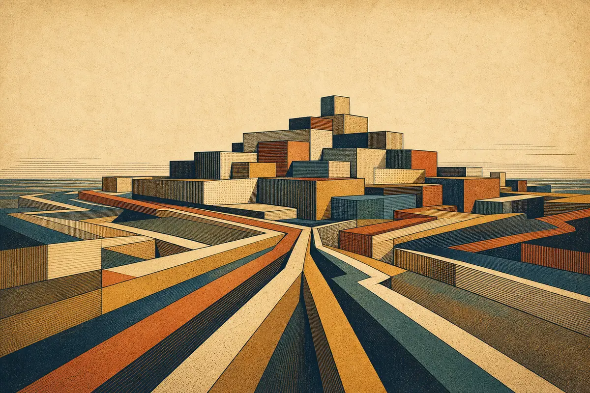 Abstract illustrated map composition for Lincoln, United Kingdom