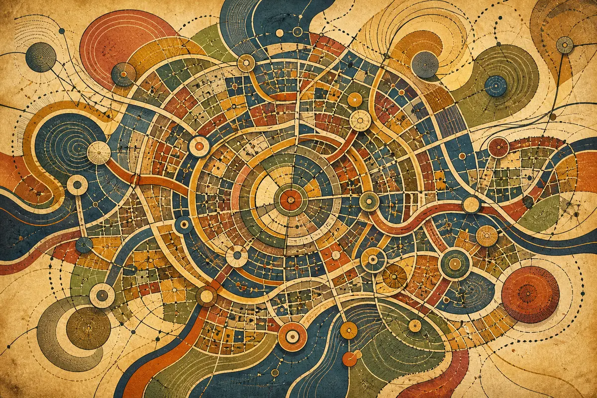 Abstract illustrated map composition for London, United Kingdom