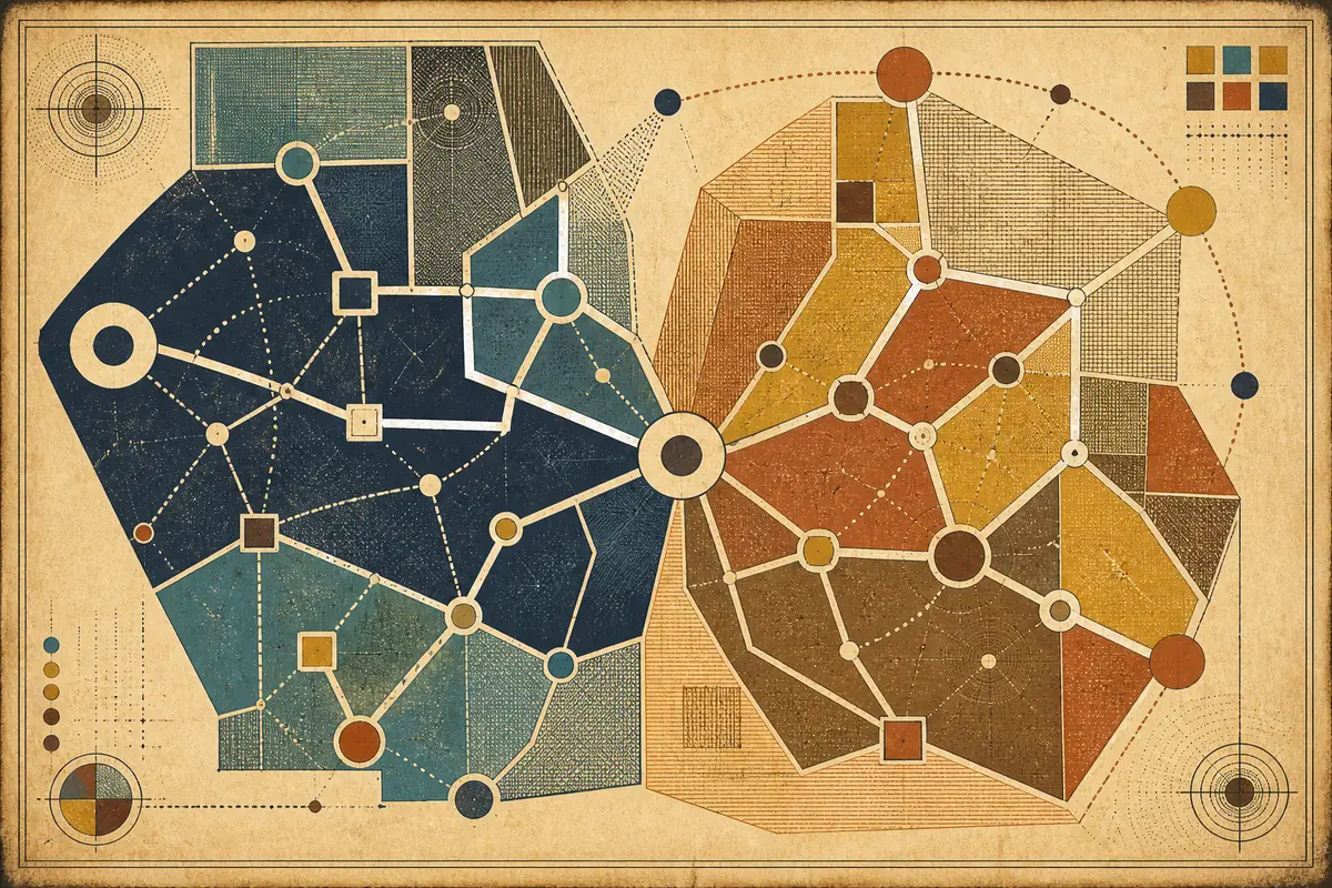 Abstract illustrated map composition for Longton, United Kingdom