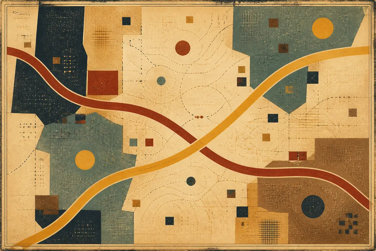 Abstract illustrated map composition for Loughton, United Kingdom