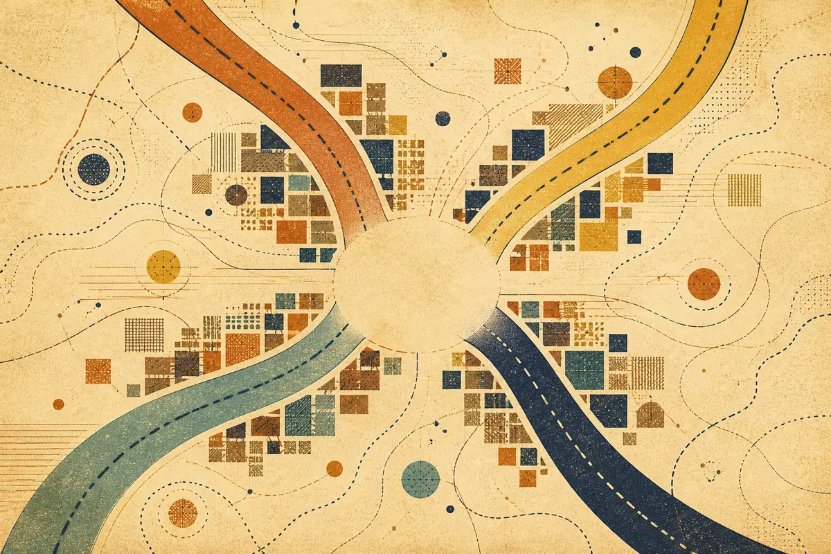 Abstract illustrated map composition for Lowestoft, United Kingdom