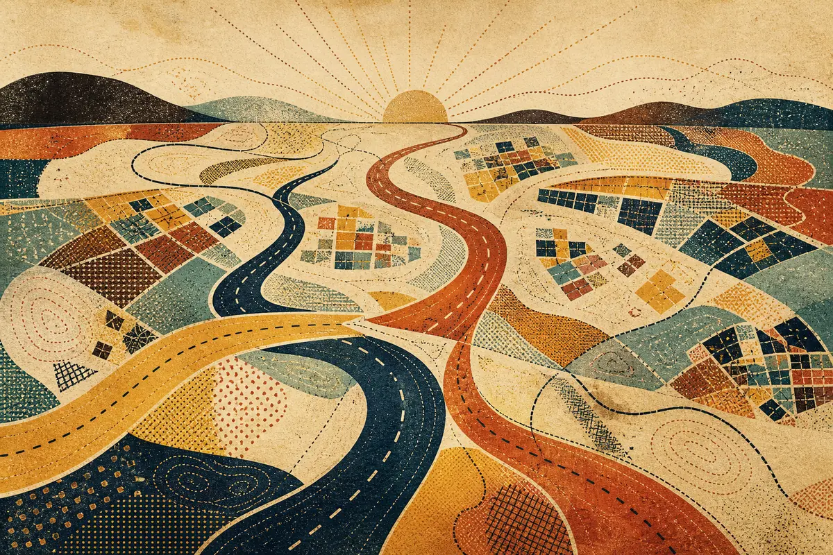 Abstract illustrated map composition for Macclesfield, United Kingdom