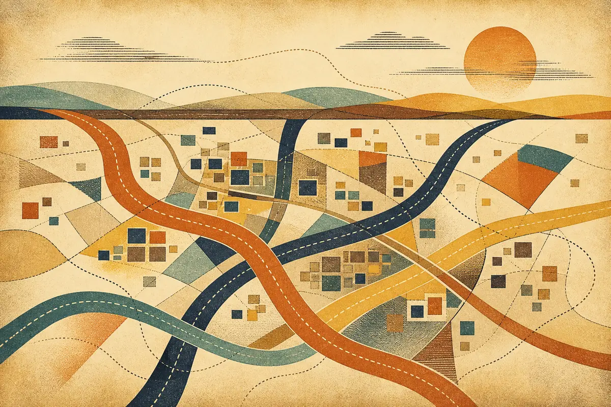 Abstract illustrated map composition for Maidenhead, United Kingdom