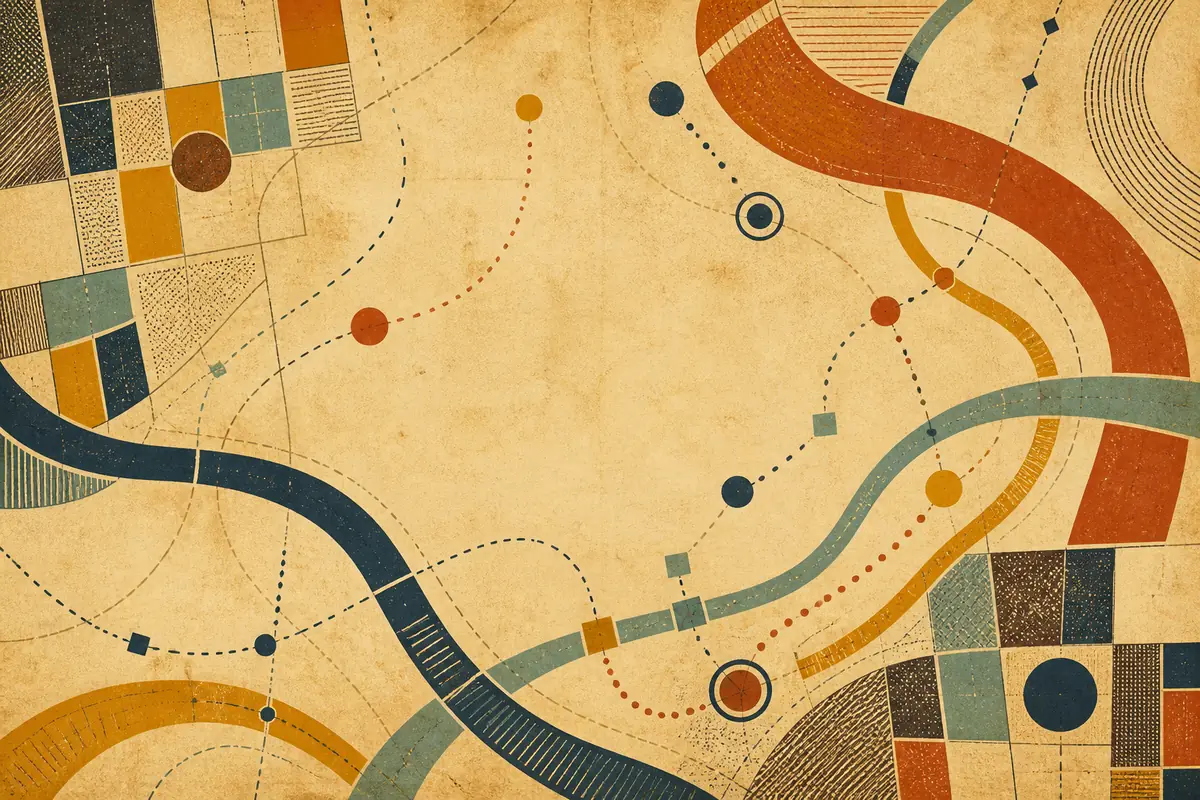 Abstract illustrated map composition for Merthyr Tudful, United Kingdom