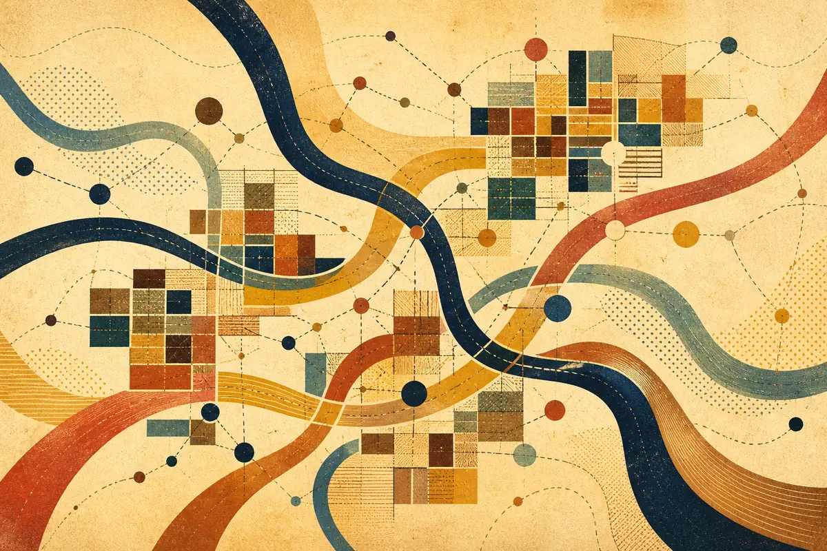 Abstract illustrated map composition for Morden, United Kingdom