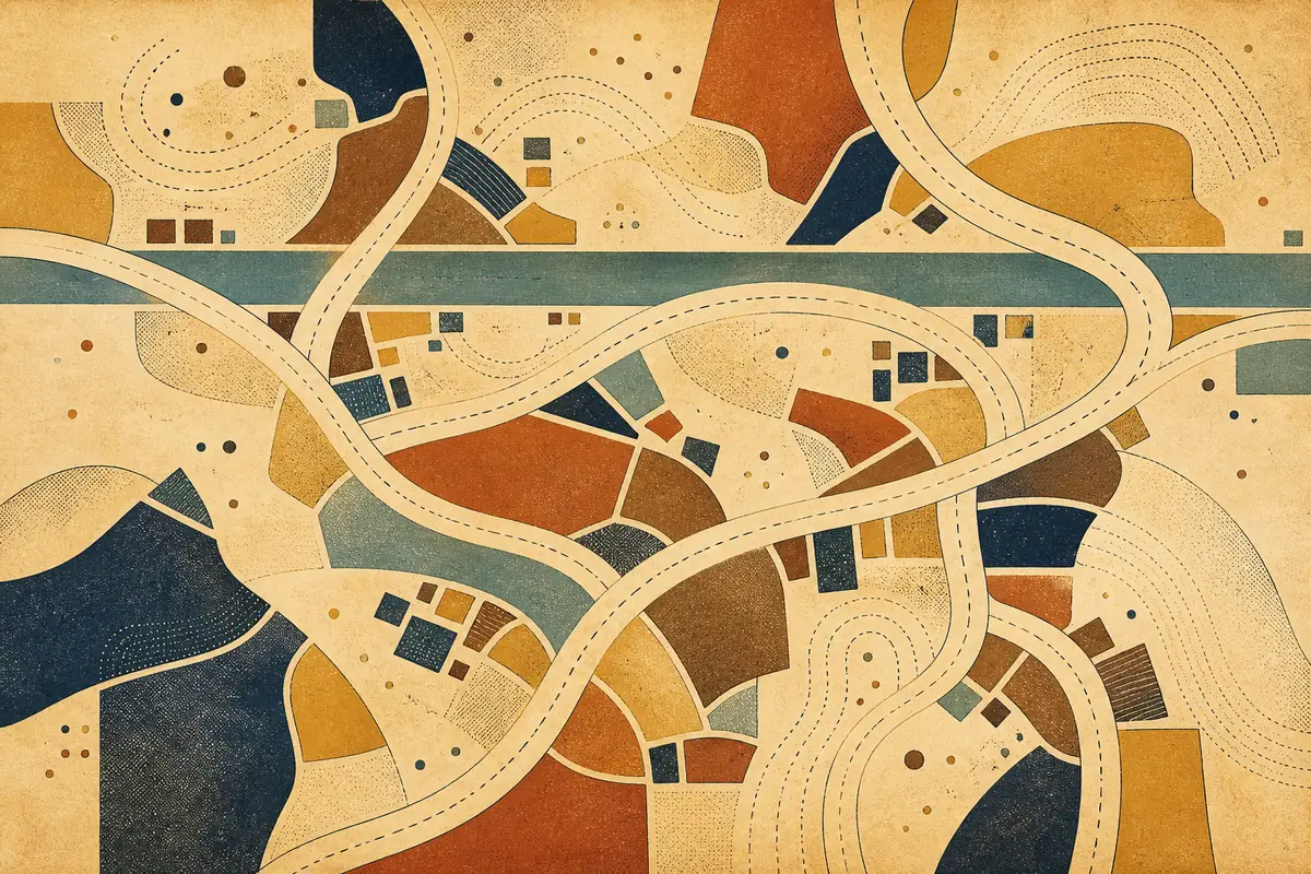 Abstract illustrated map composition for Morley, United Kingdom