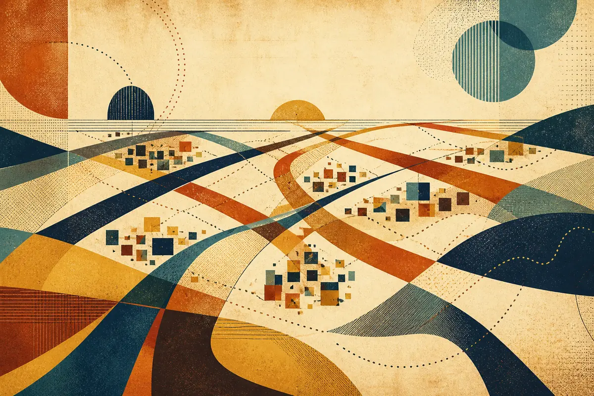 Abstract illustrated map composition for Neath, United Kingdom