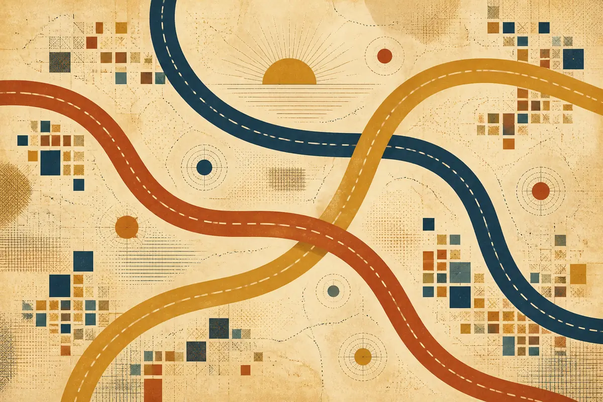 Abstract illustrated map composition for Newbury, United Kingdom