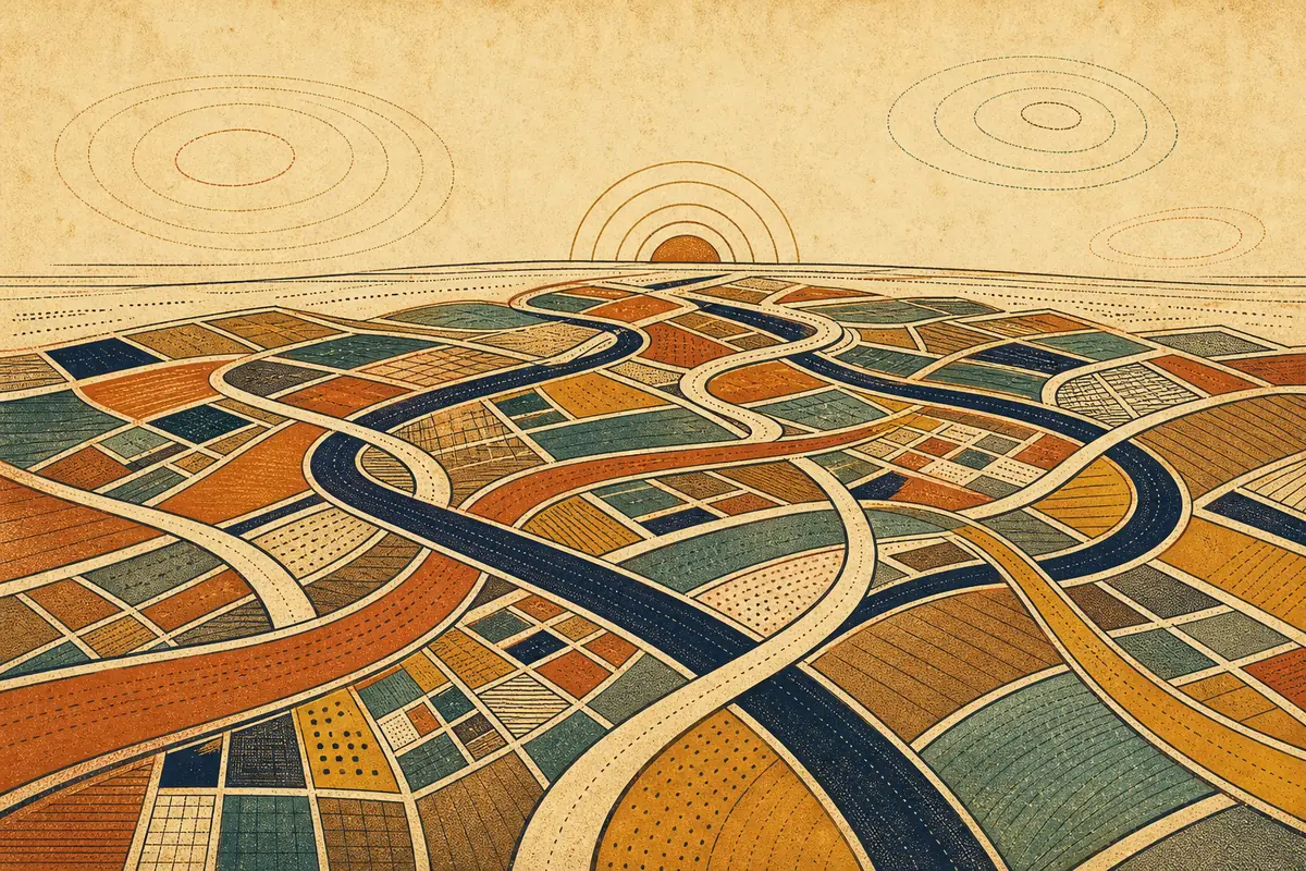 Abstract illustrated map composition for Newcastle under Lyme, United Kingdom