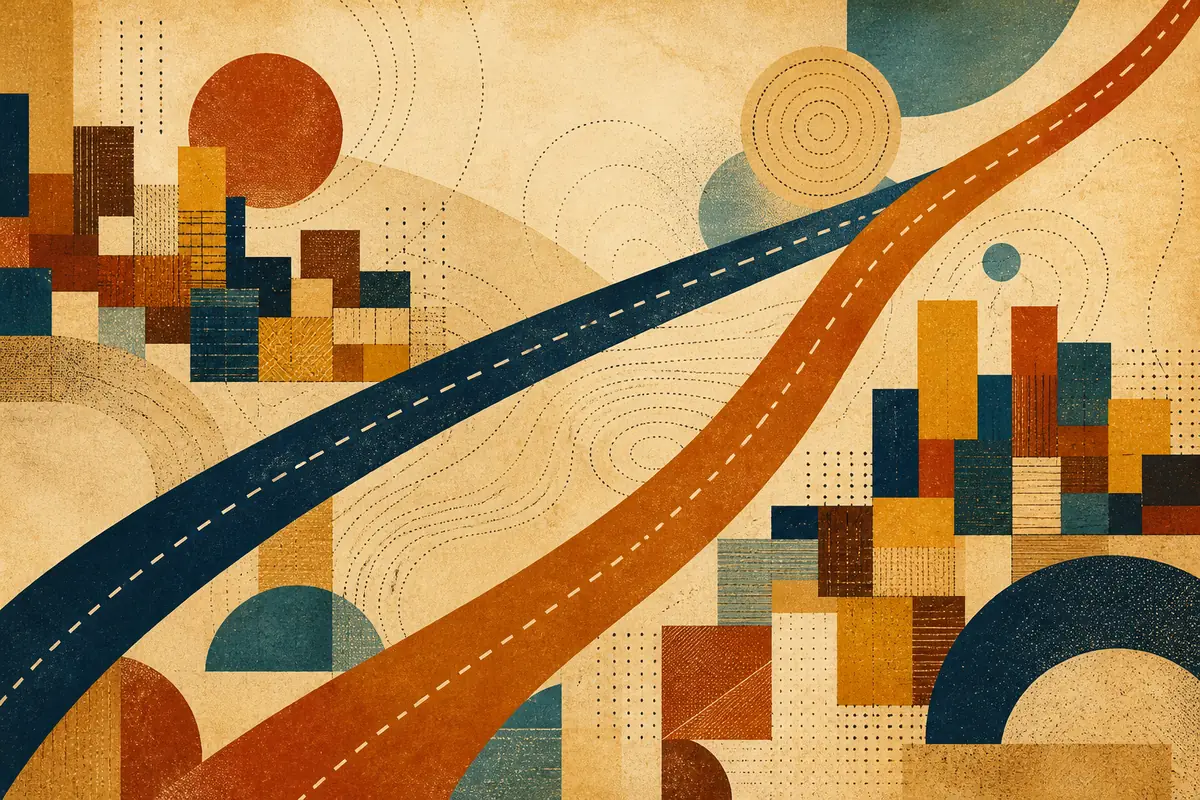 Abstract illustrated map composition for Newtownards, United Kingdom