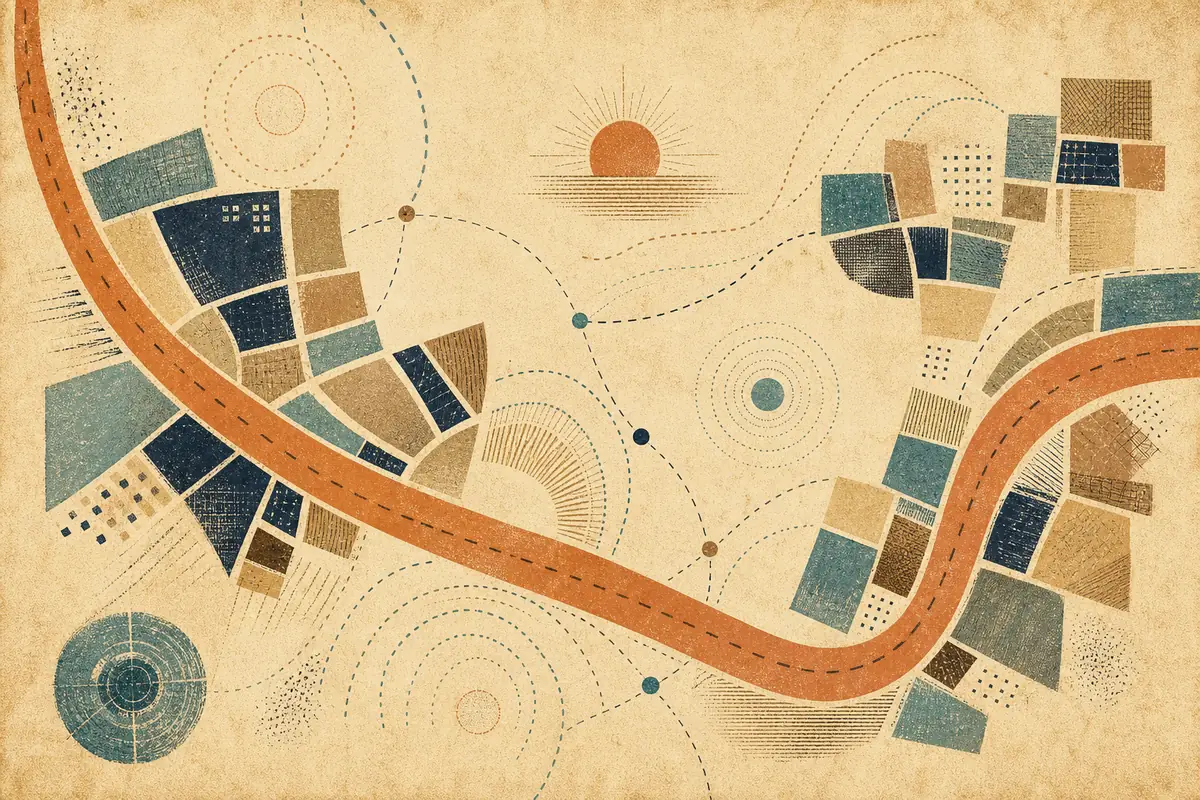 Abstract illustrated map composition for North Shields, United Kingdom