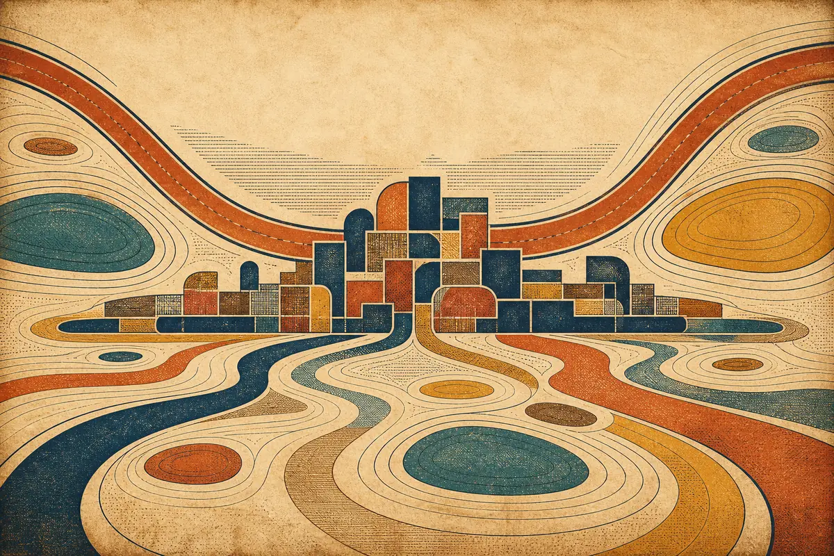 Abstract illustrated map composition for Northampton, United Kingdom