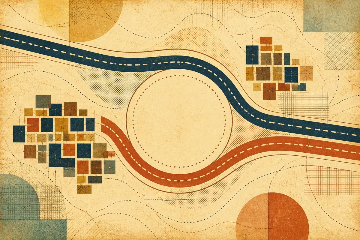 Abstract illustrated map composition for Northolt, United Kingdom