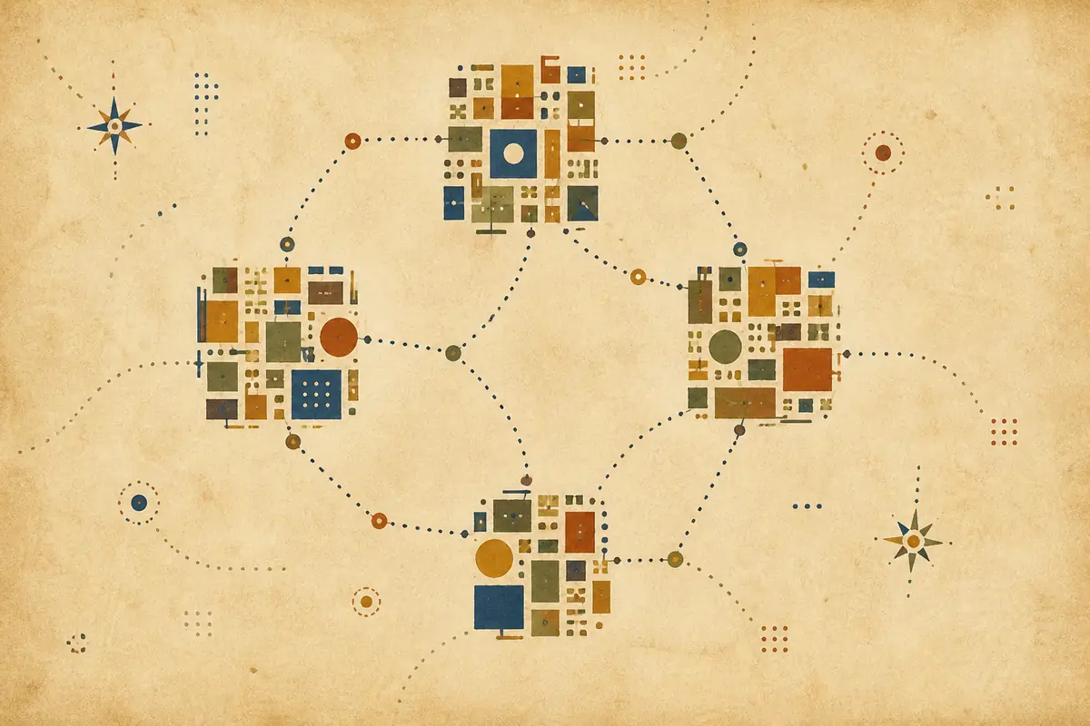 Abstract illustrated map composition for Orpington, United Kingdom