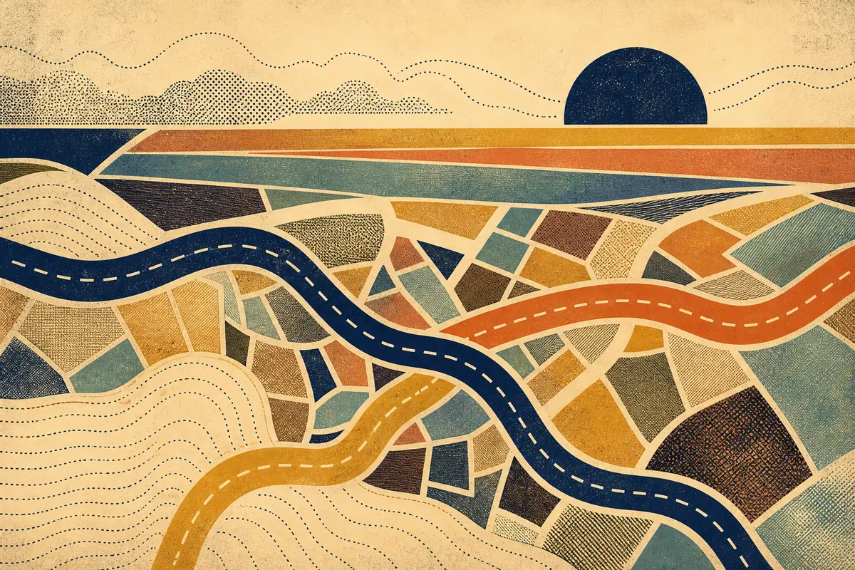 Abstract illustrated map composition for Paignton, United Kingdom