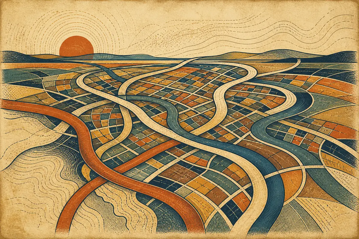 Abstract illustrated map composition for Paisley, United Kingdom