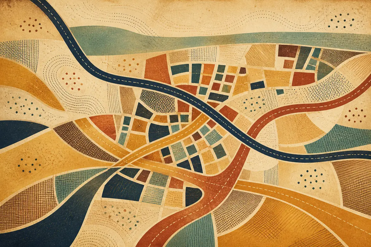 Abstract illustrated map composition for Pinner, United Kingdom