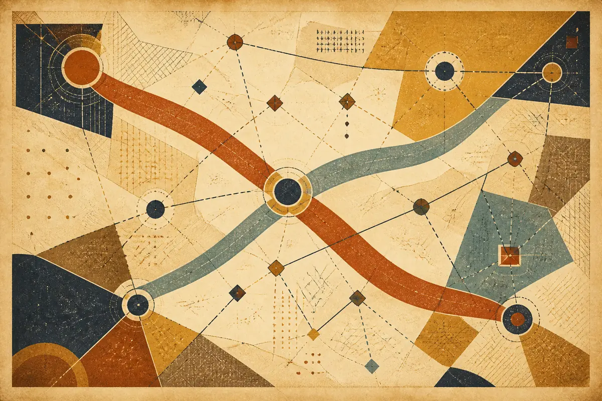 Abstract illustrated map composition for Pont-y-pwl, United Kingdom