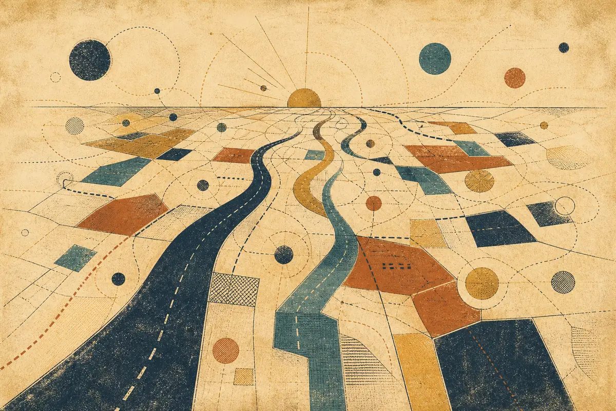 Abstract illustrated map composition for Pontefract, United Kingdom