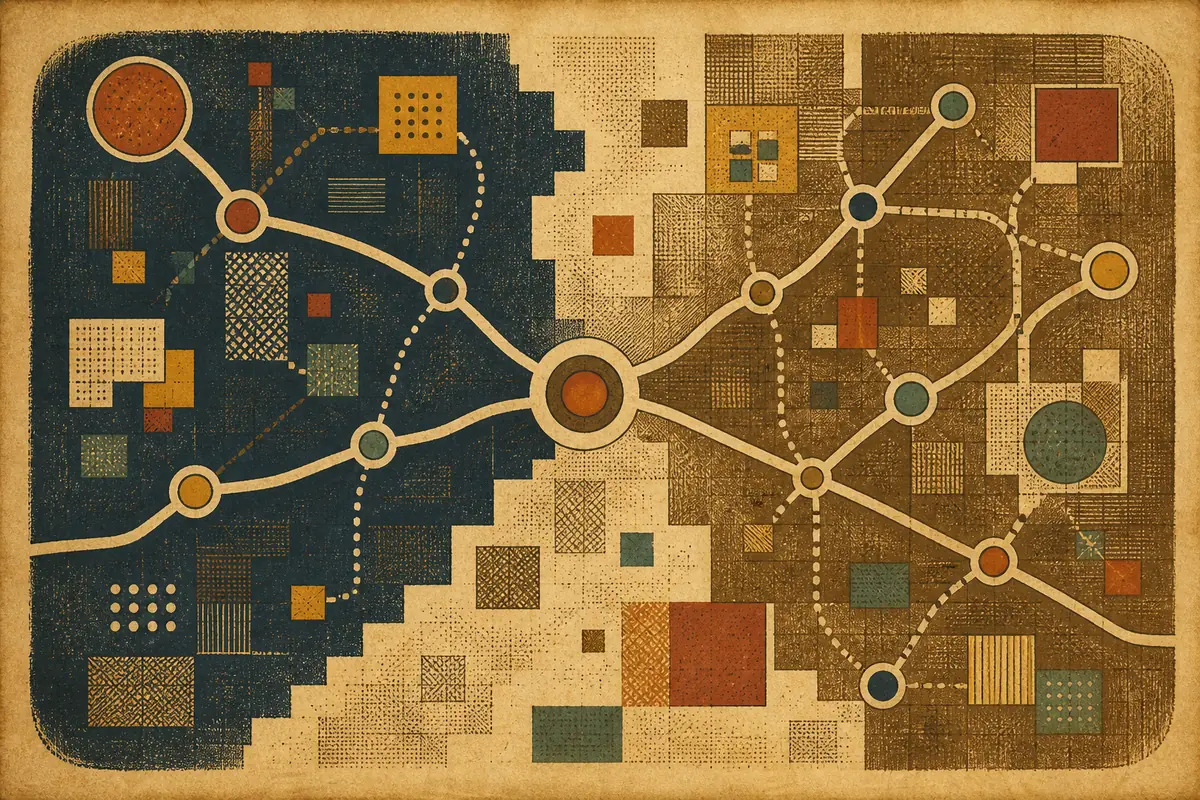 Abstract illustrated map composition for Pontypridd, United Kingdom