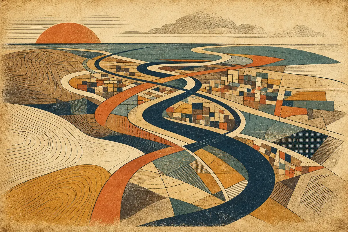 Abstract illustrated map composition for Poole, United Kingdom