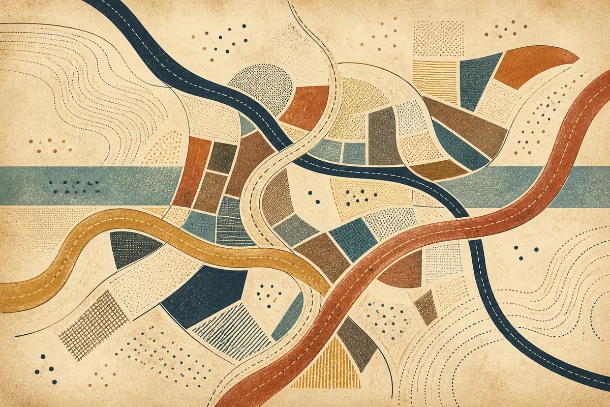 Abstract illustrated map composition for Port Talbot, United Kingdom