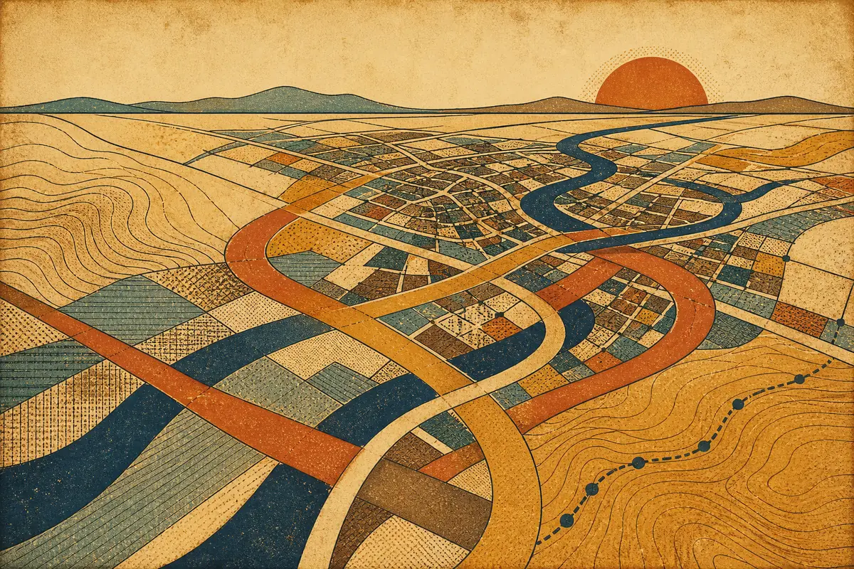 Abstract illustrated map composition for Preston, United Kingdom