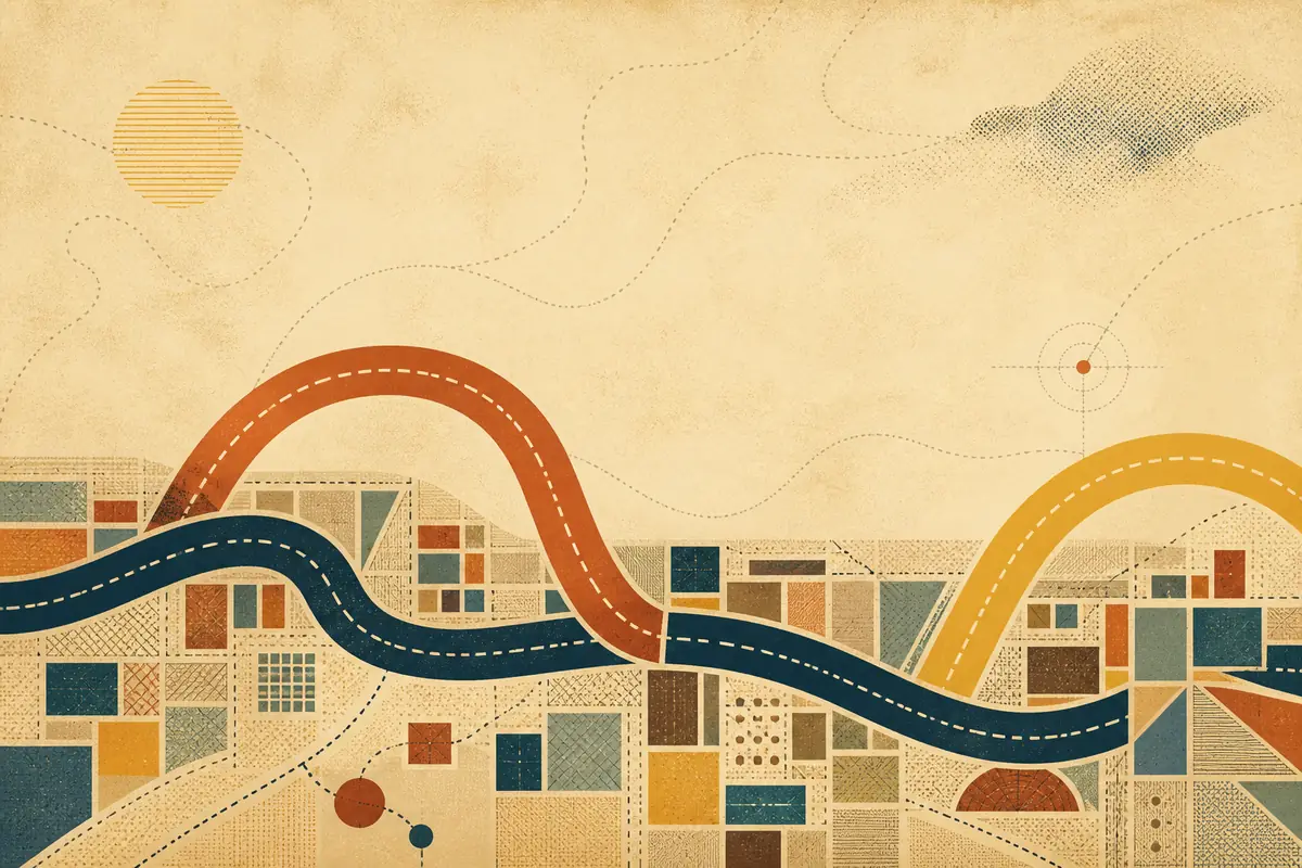 Abstract illustrated map composition for Prestwich, United Kingdom