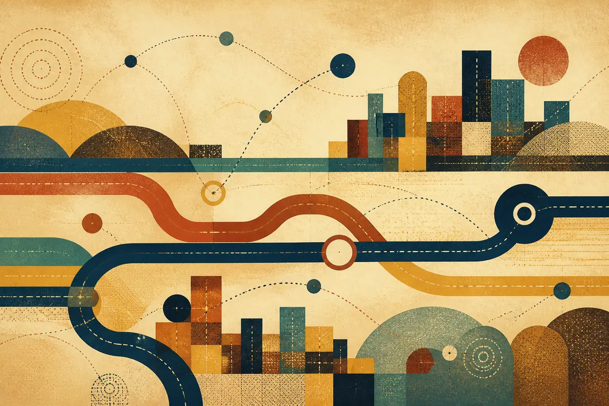 Abstract illustrated map composition for Rainham, United Kingdom