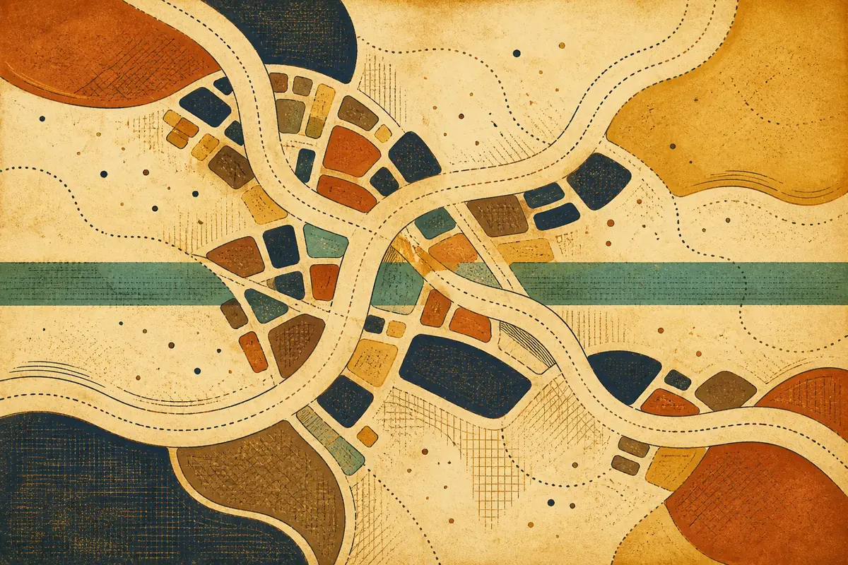 Abstract illustrated map composition for Redcar, United Kingdom