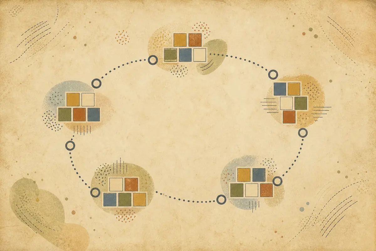 Abstract illustrated map composition for Redditch, United Kingdom