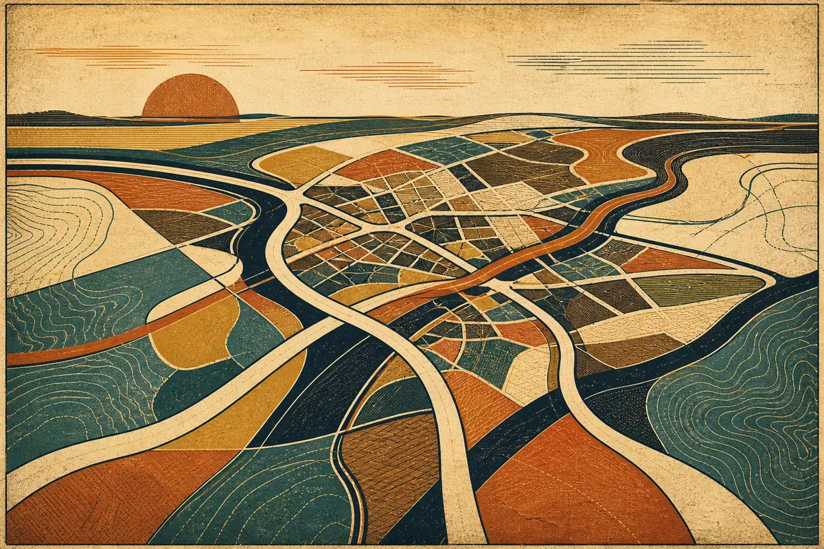 Abstract illustrated map composition for Romford, United Kingdom