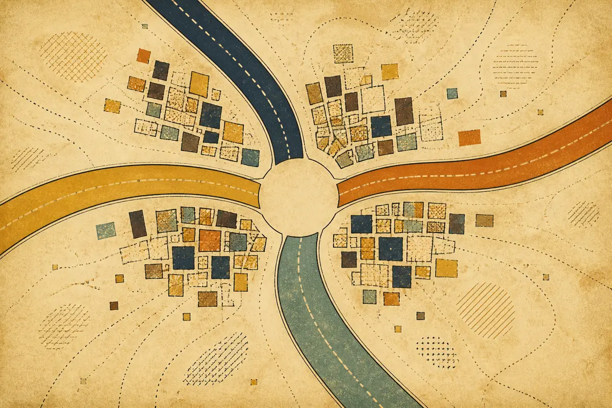 Abstract illustrated map composition for Rowley Regis, United Kingdom