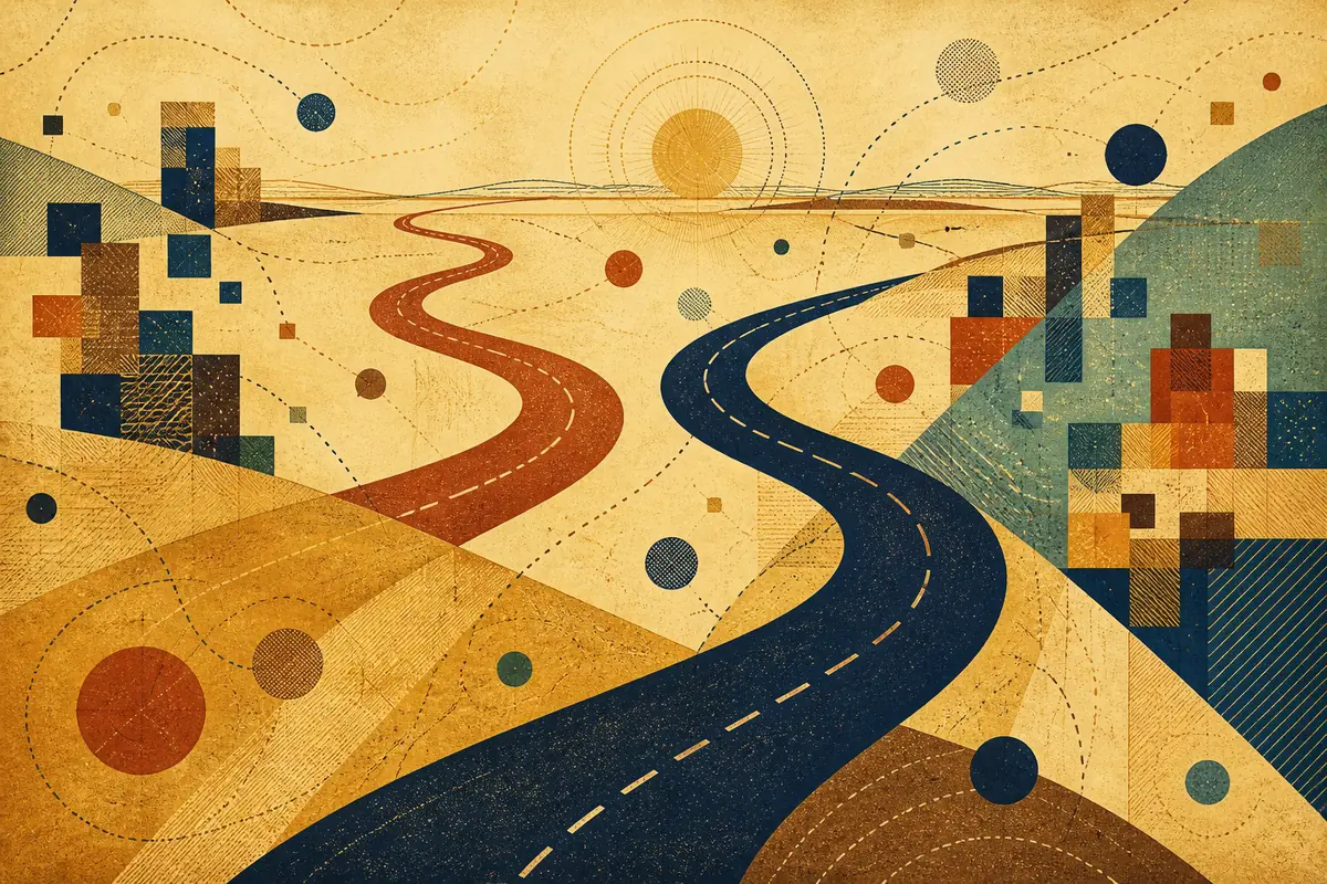 Abstract illustrated map composition for Rushden, United Kingdom