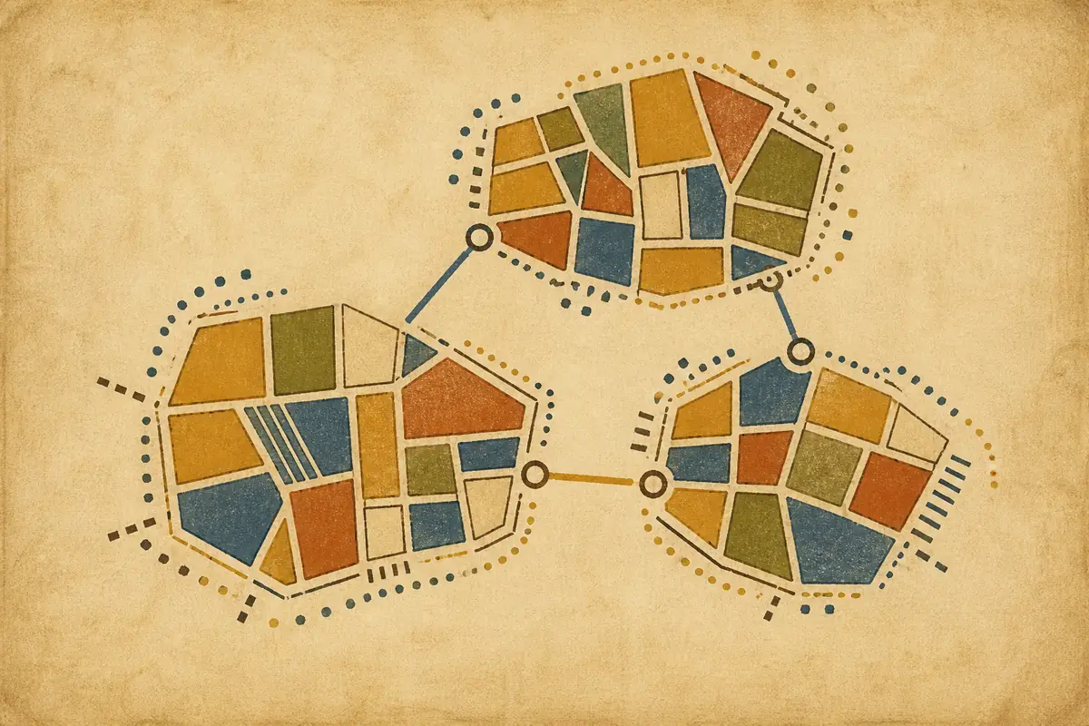 Abstract illustrated map composition for Saint Albans, United Kingdom