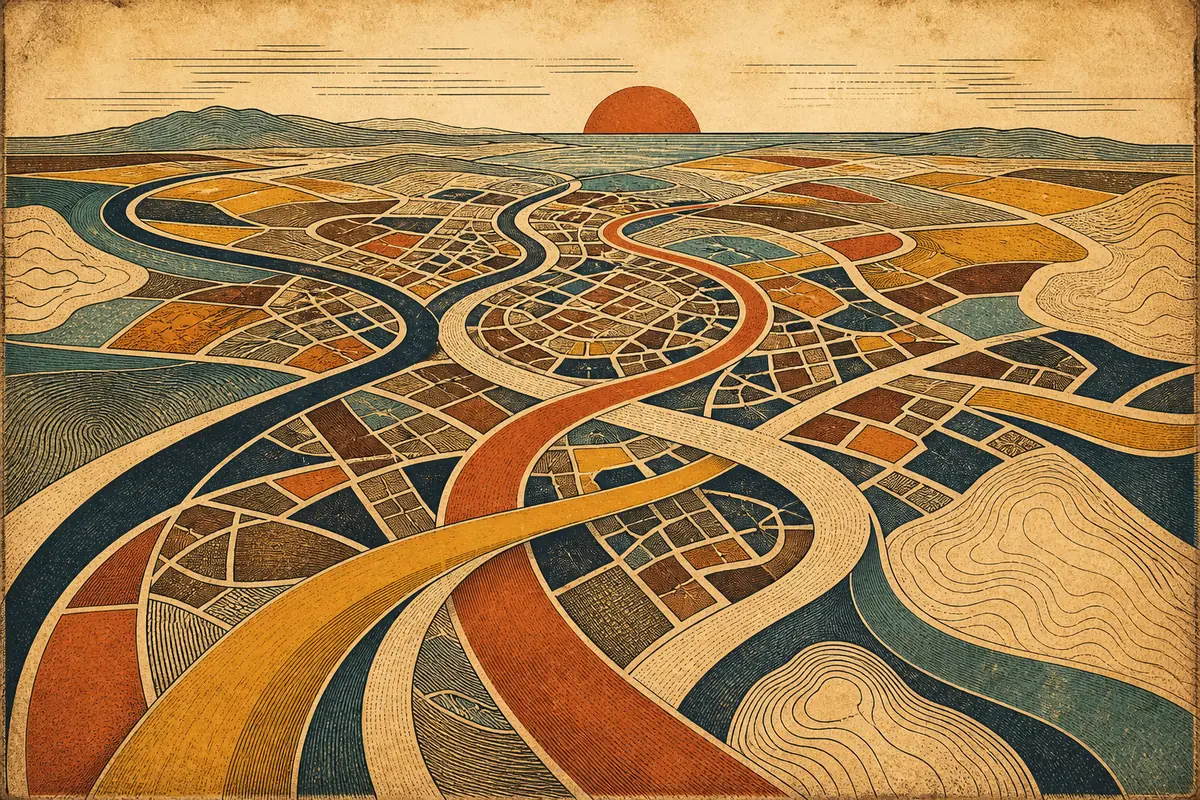 Abstract illustrated map composition for Saint Helens, United Kingdom
