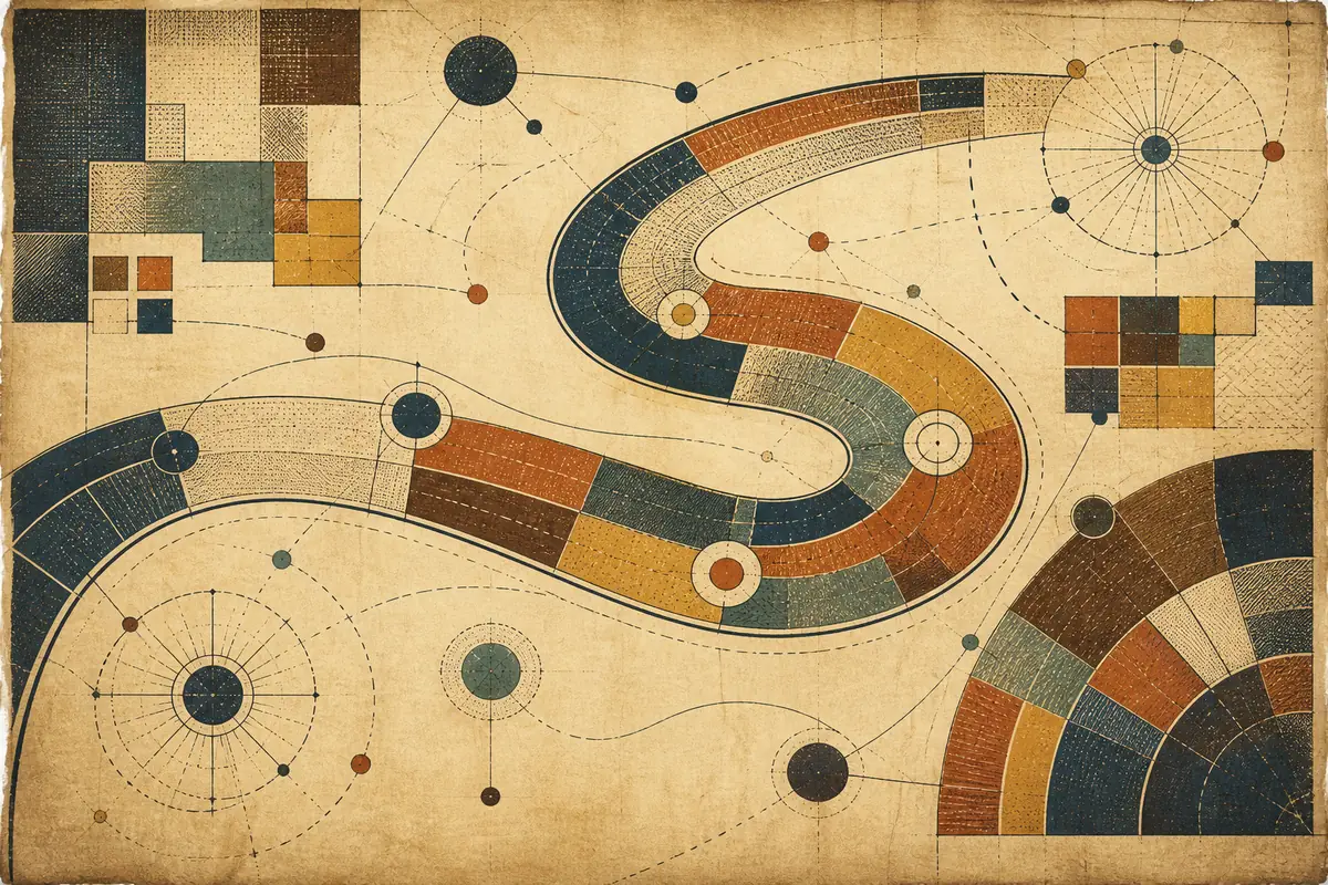 Abstract illustrated map composition for Saint Neots, United Kingdom