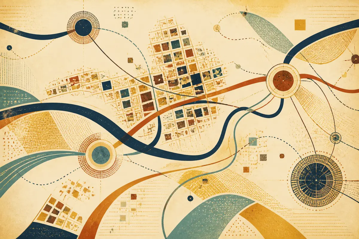 Abstract illustrated map composition for Salisbury, United Kingdom