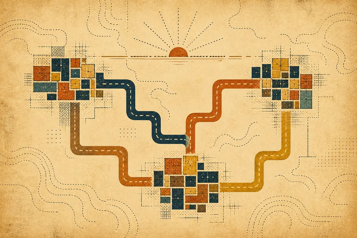 Abstract illustrated map composition for Scarborough, United Kingdom