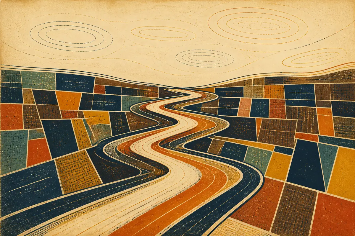Abstract illustrated map composition for Scunthorpe, United Kingdom