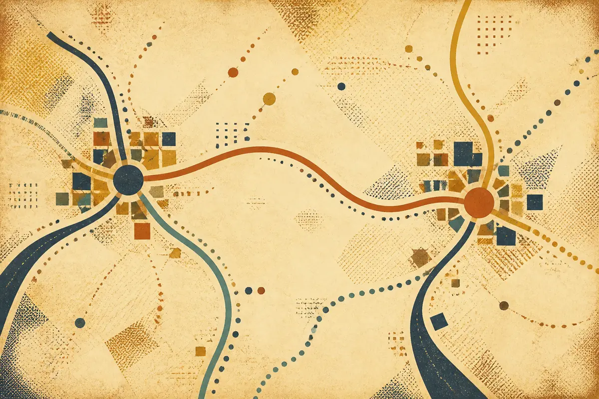 Abstract illustrated map composition for Skelmersdale, United Kingdom