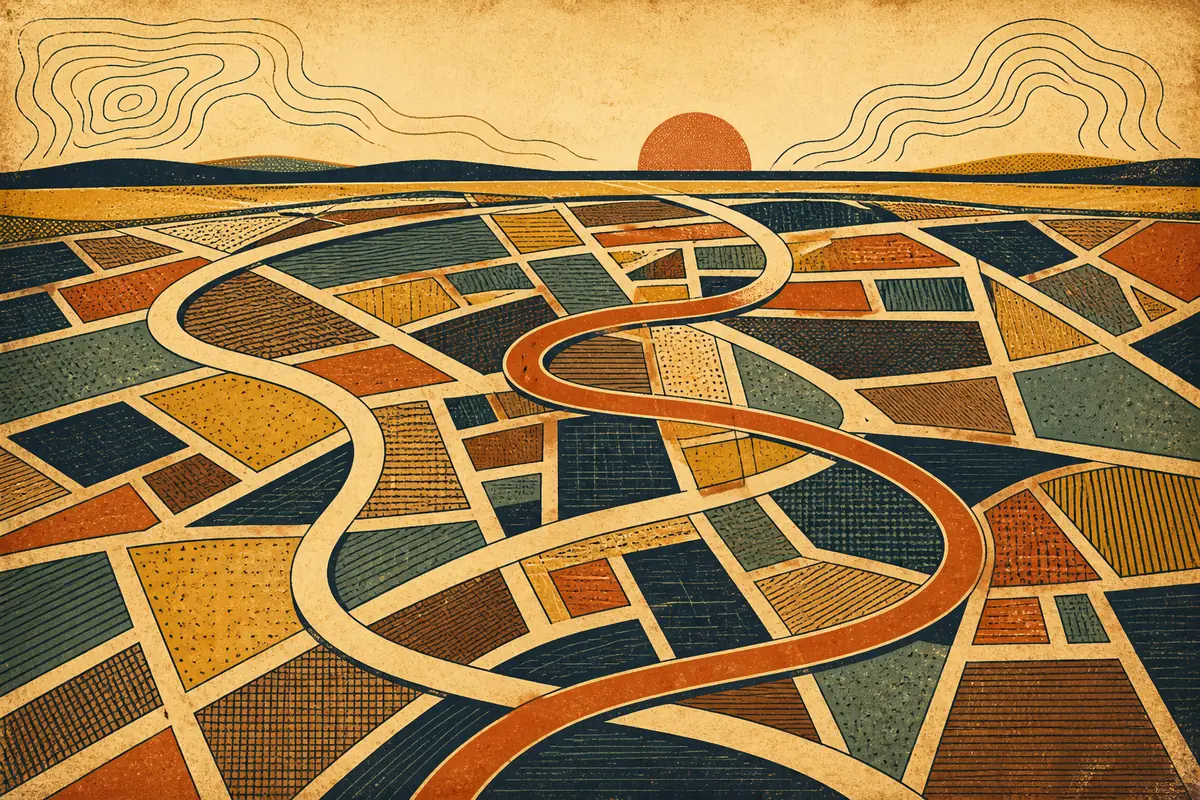 Abstract illustrated map composition for Slough, United Kingdom