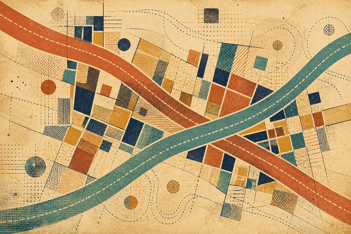 Abstract illustrated map composition for Small Heath, United Kingdom