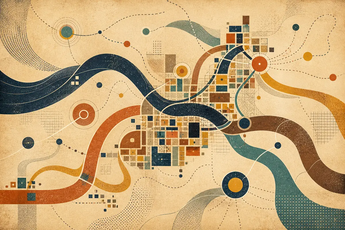 Abstract illustrated map composition for Smethwick, United Kingdom